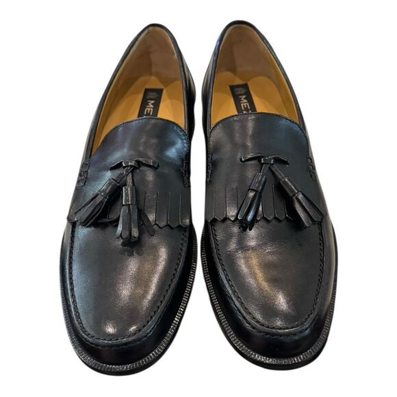 New Mezlan Sevilla Men’s Black Leather Tassel Loafers 7